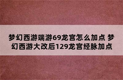 梦幻西游端游69龙宫怎么加点 梦幻西游大改后129龙宫经脉加点